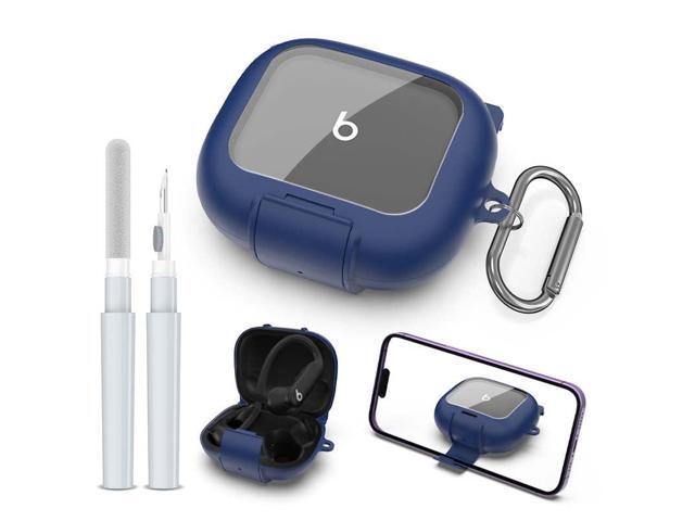 Lock Case for Powerbeats Pro 2 with Phone Stand, Shockproof Protection Cover Compatible with Earbuds Clear Case with Cleaner Kit & Keychain (Blue)