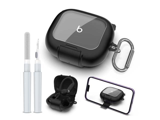 Protective Cover for Case with Secure Lock & Phone Stand, Shockproof Protection Clear Case Compatible with Earbuds with Cleaner Kit & Keychain (Black)