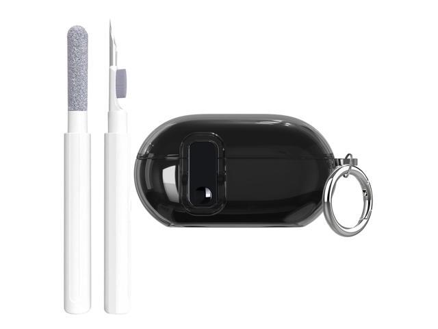 Case Clear with Secure Lock 2024, Shockproof Soft Transparent TPU Cover with Keychain and Cleaning Pen for Girl Men Women - Black