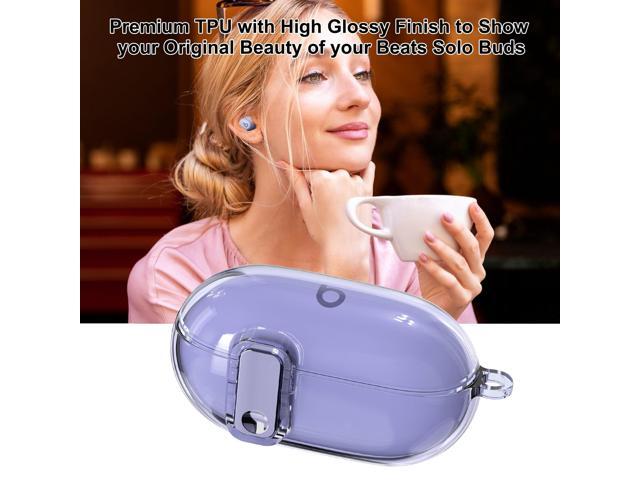 Clear Case with Secure Lock 2024, Shockproof Soft Transparent TPU Cover with Keychain and Cleaning Pen for Girl Men Women - Purple