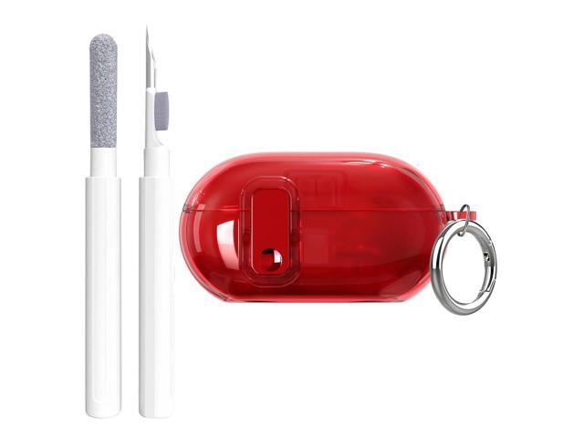 Clear Case with Secure Lock 2024, Shockproof Soft Transparent TPU Cover with Keychain and Cleaning Pen for Girl Men Women - Red