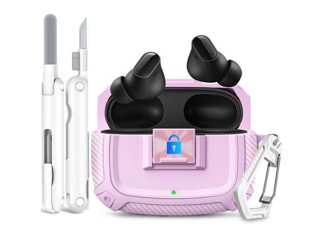 Lock Case for Studio Buds/Buds Plus Locking Case Cover with Lock Clip & Cleaner Kit Pen, Impact and Smudge Resistant Case Cover with Men Women (Pink)