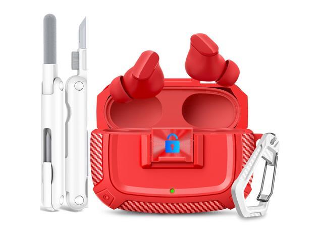 Lock Case with Lock Clip & Cleaner Kit Pen, Impact and Smudge Resistant Case Cover with Men Women (Red)