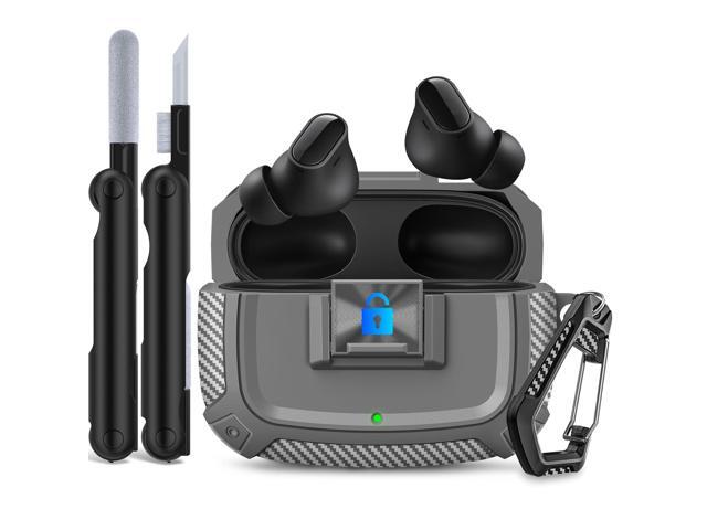 Lock Case for Studio Buds/Buds Plus Locking Case Cover with Lock Clip & Cleaner Kit Pen, Impact and Smudge Resistant Case Cover with Men Women (Grey)