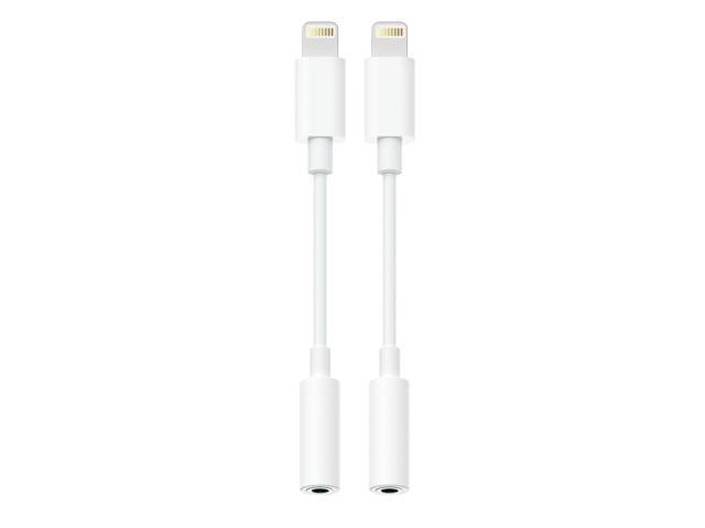 Lightning to 3.5mm Headphone Adapter - 2 Pack Hi-Fi Aux Adapter Converter Jack Dongle Audio Cord for 14 13 12 11 X XS White - with Microphone