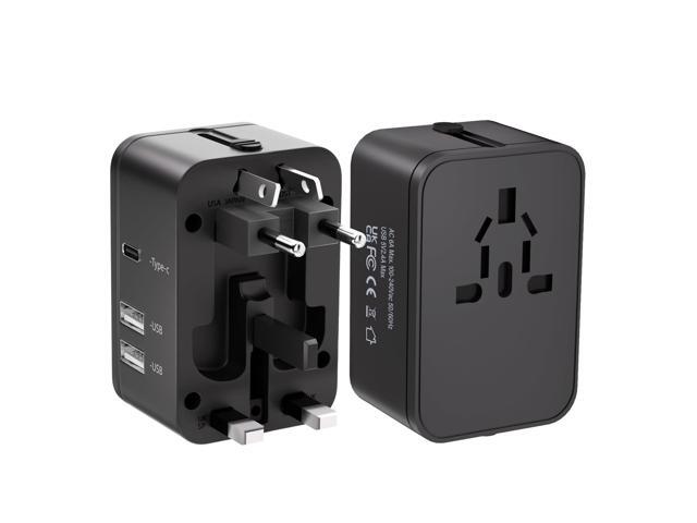 Travel Plug Adapter with 2 USB A + 1 USB C, Universal All in One Worldwide Travel Adapter, Power Converters Wall Charger, AC Power Plug Adapter,...