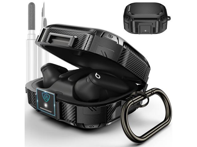 Upgrade Secure Lock Case Cover, Carbon Fiber Shockproof Protective Cover with Cleaner Kit & Carabiner (Black)