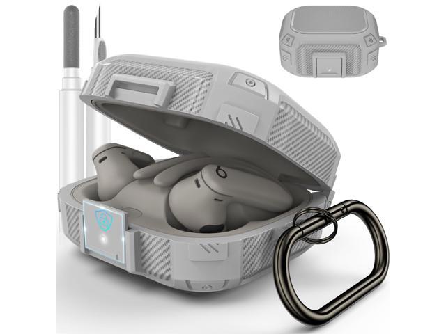 [Upgrade Secure Lock] Case Cover, Carbon Fiber Shockproof Protective Cover with Cleaner Kit & Carabiner (Grey)