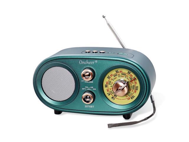 Portable Retro Vintage Bluetooth Speaker Radio, FM/AM/SW 3 Band, Adjustable Antenna, Battery Powered, Support TF Card, USB Playing Music, Home...
