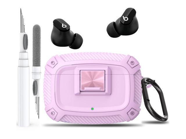 for Studio Buds/Bud + Case Cover with Lock Clip 2021/2023, Rugged Shockproof Protective Hard Skin with Carabiner & Cleaner Pen Men Women for Studio...