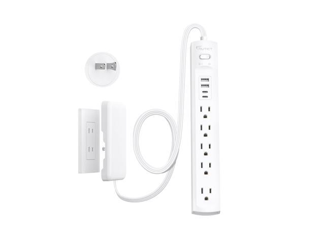 2 Prong Power Strip, 2 Prong to 3 Prong Outlet Adapter, Flat Extension Cord with Outlet Cover 6FT, 5-Outlet & 4 USB Ports, 1440J Surge Protector,...