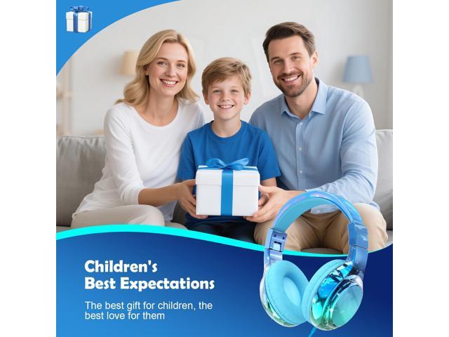 Kids Headphones Wired with Mic, 85/94dB Safe Volume Limit, Foldable Over Ear, Tangle-Free Cord & Sharing Port, Wired On-Ear Headset for School,...