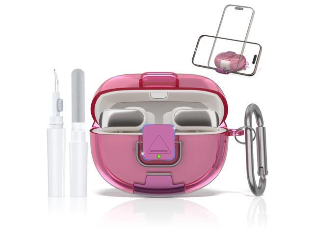 Ultra Open Earbuds Case with Secure Lock & Phone Stand, Soft TPU Shockproof Protective Clear Case for Open Ear Earbuds Accessories with Cleaning...