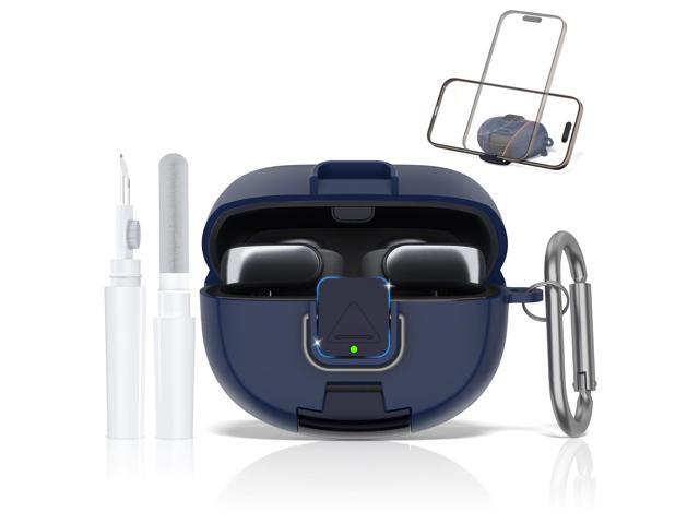 Ultra Open Earbuds Case with Secure Lock & Phone Stand, Soft TPU Shockproof Protective Clear Case for Open Ear Earbuds Accessories with Cleaning...