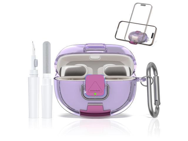 Ultra Open Earbuds Case with Secure Lock & Phone Stand, Soft TPU Shockproof Protective Clear Case for Open Ear Earbuds Accessories with Cleaning...