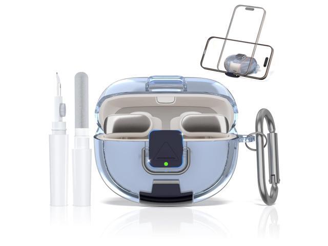 Ultra Open Earbuds Case with Secure Lock & Phone Stand, Soft TPU Shockproof Protective Clear Case for Open Ear Earbuds Accessories with Cleaning...