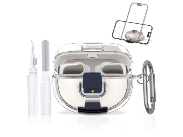 Ultra Open Earbuds Case with Secure Lock & Phone Stand, Soft TPU Shockproof Protective Clear Case for Open Ear Earbuds Accessories with Cleaning...