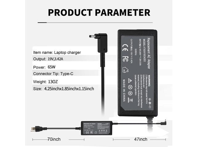 65W Laptop Charger for Aspire 3 5 A314-23P A315-23 A315-24P A315-24P-R7VH A515-56 A515-54 A515-47 A515-55 A515-44 A515-45 A515-46 A515-54G-54QQ...