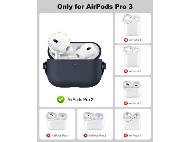 Case for AirPods Pro 3 (2025) with Secure Lock, Hard Shell, Shockproof, Music Headset Design Protective Cover with Cleaning Kit & Keychain, Navy Blue