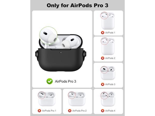 Case for AirPods Pro 3 (2025) with Secure Lock, Hard Shell, Shockproof, Music Headset Design Protective Cover with Cleaning Kit & Keychain, Black