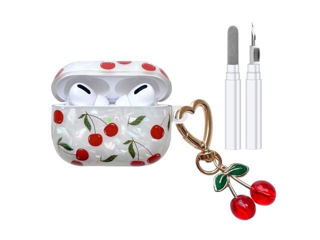 Cute Cherry Pretty Aesthetic Case Cover with Cherry Keychain, Soft TPU Protective Shockproof Case for Women Girl