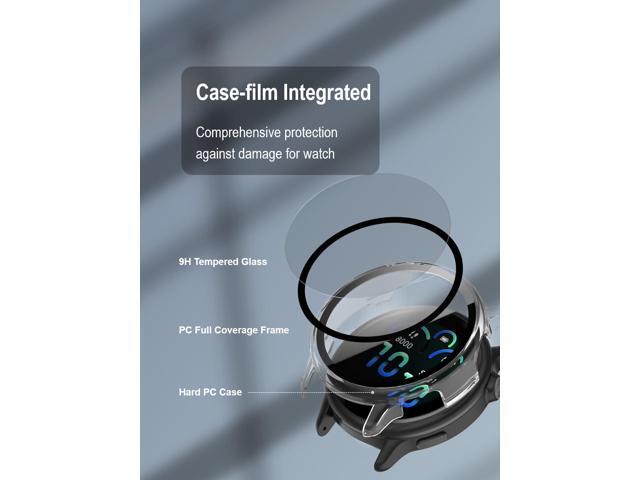 [3-Pack Black] Screen Protector Case for Vivoactive 6, Full Protective Cover with Built-in 9H Tempered Glass & 4 Silicone Dust Plugs, Hard PC...