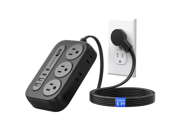 Surge Protector Power Strip, Multiple Outlets Extension Cord with 6 AC Outlets 2 USB-A and 2 USB-C Ports, 5 ft Flat Plug Power Strip, Mountable...