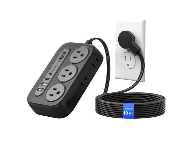 Surge Protector Power Strip, Multiple Outlets Extension Cord with 6 AC Outlets 2 USB-A and 2 USB-C Ports, 10 ft Long Flat Plug Power Strip,...