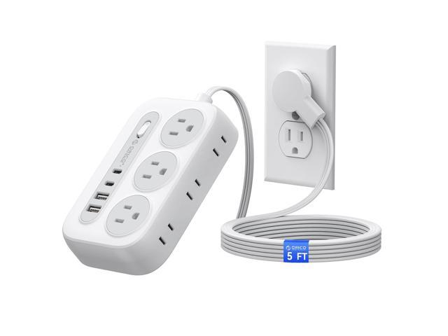 Surge Protector Power Strip, Multiple Outlets Extension Cord with 6 AC Outlets 2 USB-A and 2 USB-C Ports, 5 ft Flat Plug Power Strip, Mountable...