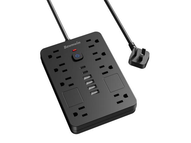 Power Strip - 8 Outlets (1850W/15A) with 6 USB Ports (2 USB C, 6FT Flat Plug Extension Cord, Wall Mount Multi Plug Outlet Extender, ETL Listed for...