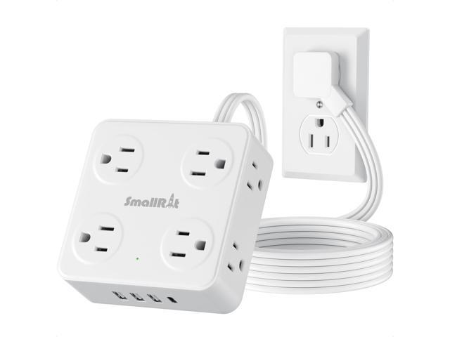 10Ft Power Strip with Surge Protector, 8 Outlets 4 USB Ports Extension Cord, Flat Plug Charging Station for Home Office Desk & College Dorm...