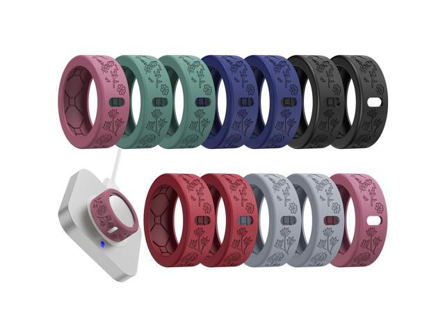 Floral Cover for Ring 4/3 Ceramic, Support Charging Silicone Ring Protector for Women/Girls/Men, Dressy Accessories, 12 Pack (Minimalism, S)