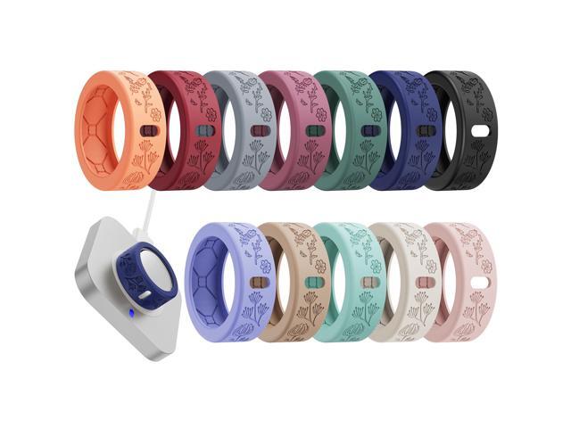 Floral Cover for Ring 4/3/4 Ceramic, Support Charging Silicone Ring Protector for Women/Girls/Men, Dressy Accessories, 12 Pack (Multicolor, M)