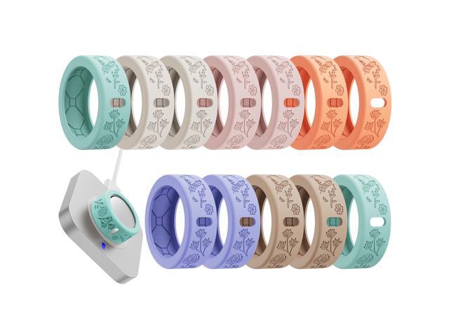 Floral Cover for Ring 4/3/Ceramic, Support Charging Silicone Ring Protector for Women/Girls/Men, Dressy Accessories, 12 Pack (Dopamine, S)