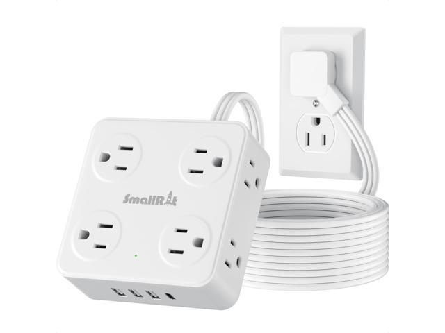 Flat Plug Power Strip with USB C, 6.5FT Flat Extension Cord - 8 AC Outlets and 4 USB(1 USB C), Power Strip with Surge Protector, Wall Mount...