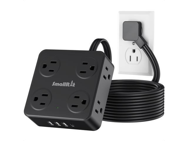 Flat Plug Power Strip with USB C, 6.5FT Flat Extension Cord - 8 AC Outlets and 4 USB(1 USB C), Power Strip with Surge Protector, Wall Mount...