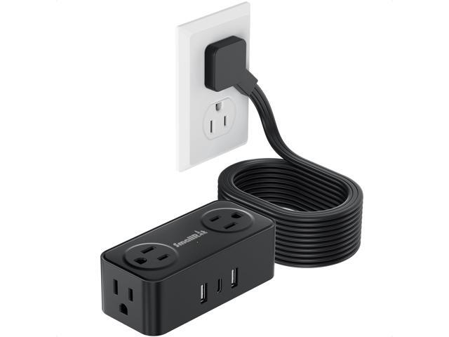 Thin Flat Extension Cord with USB C, Small Flat Plug Power Strip with 4 AC Outlets 3 USB (1 USB C), 6.5FT Small Power Strip Wall Mountable Cruise...