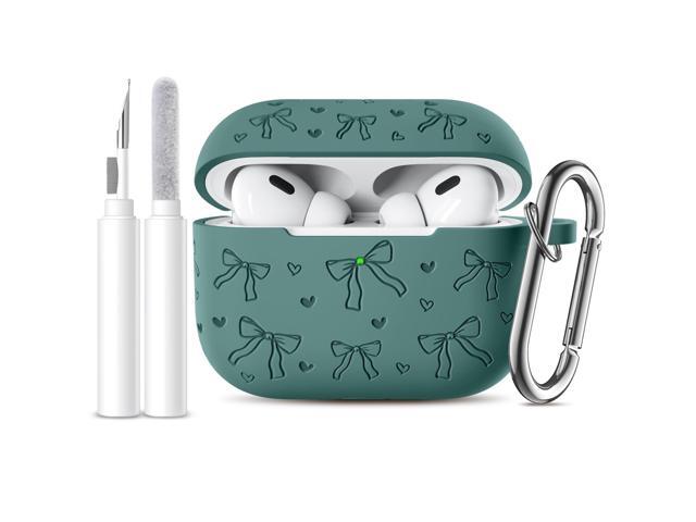 for AirPods Pro 2 Case Cover, Cute Bow Engraved Girly Design Soft Silicone Accessories with Cleaner Pen & Keychain, Compatible with AirPod Pro Case...