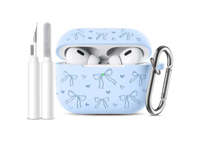 for AirPod Pro Case Cover, Cute Bow Engraved Soft Silicone Accessories with Cleaner Pen & Keychain, Compatible with AirPods Pro 2 Case for Women,...