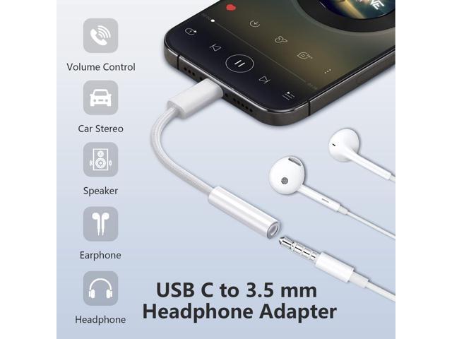 5 Pack USB C to 3.5mm Headphone Jack Adapter Type C Audio Aux Cable Dongle Compatible with iPhone/iPad/Pixel, Galaxy S23 S22 S21 S20 Ultra Z (White...