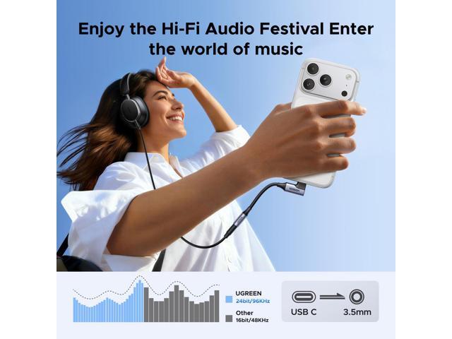 USB C to 3.5mm Audio Adapter Type C to Aux Headphone Jack Dongle 24bit/96kHz HiFi DAC Cable Right Angle Cord Compatible with iPhone 17 16 Pro...