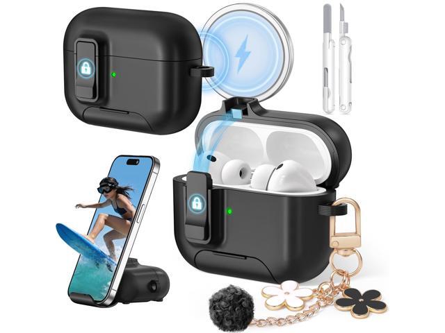 Case (2025) with Cute Keychain, Secure Lock Case Cover for 3rd Generation with Phone Stand & Cleaning Kit for Women Girls, Compatible with MagSafe,...