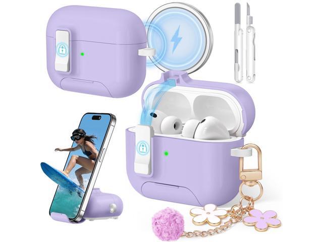 Case (2025) with Cute Keychain, Secure Lock Case Cover for 3rd Generation with Phone Stand & Cleaning Kit for Women Girls, Compatible with MagSafe,...