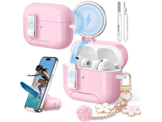 Case (2025) with Cute Keychain, Secure Lock Case Cover for 3rd Generation with Phone Stand & Cleaning Kit for Women Girls, Compatible with MagSafe,...