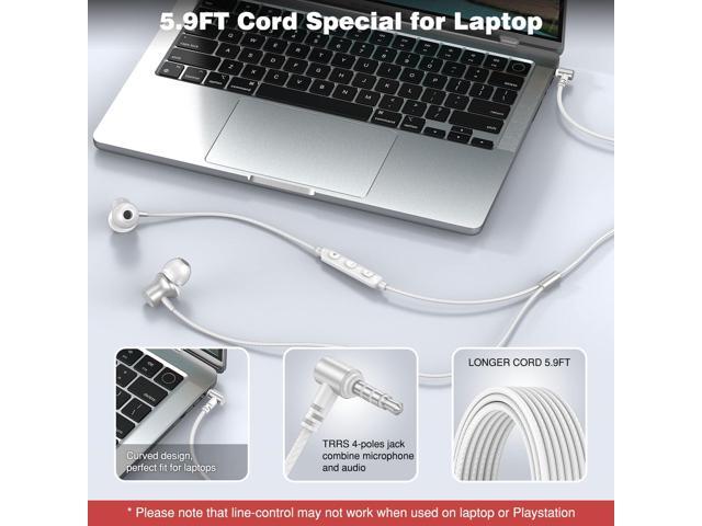 3.5mm Headphones 5.9ft Long Cord Wired Earbuds with Microphone Noise Isolating Earphone Stereo Clear Call Volume Plug in 3.5mm Jack Wired Ear Buds...
