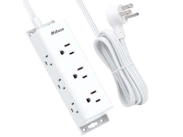 Power Strip - 9 Widely Spaced Multi Outlets, Wall Mount, 3 Side Outlet Extender with Extension Cord, Flat Plug, Overload Protection, Home Office...