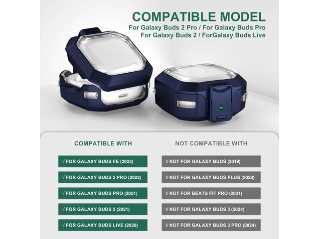 Galaxy Buds Pro 2 Case Compatible with Buds 2 Pro 2022/Buds Pro/Buds Live/Buds 2 Case Cover/FE 2023, Transparent Protective Case with Keychain...