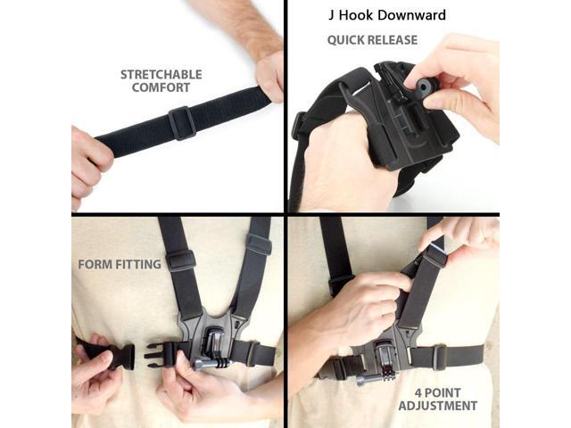 Chest Harness Mount Adjustable Chest Strap Belt with J Hook Compatible with Action Cameras