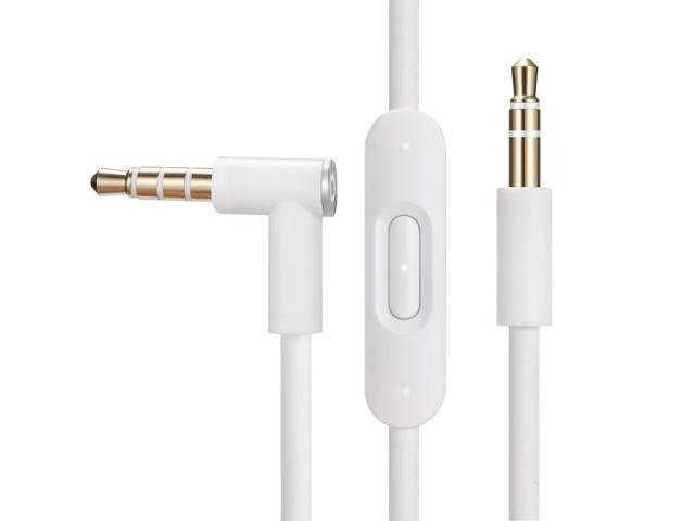 Replacement Audio Cable Cord Wire, Compatible with Headphones Studio Solo Pro Detox Mixr Executive Pill with in Line Mic and Control (White)