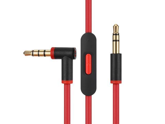 Replacement Audio Cable Cord Wire, Compatible with Headphones Studio Solo Pro Detox Mixr Executive Pill with in Line Mic and Control (Black Red)